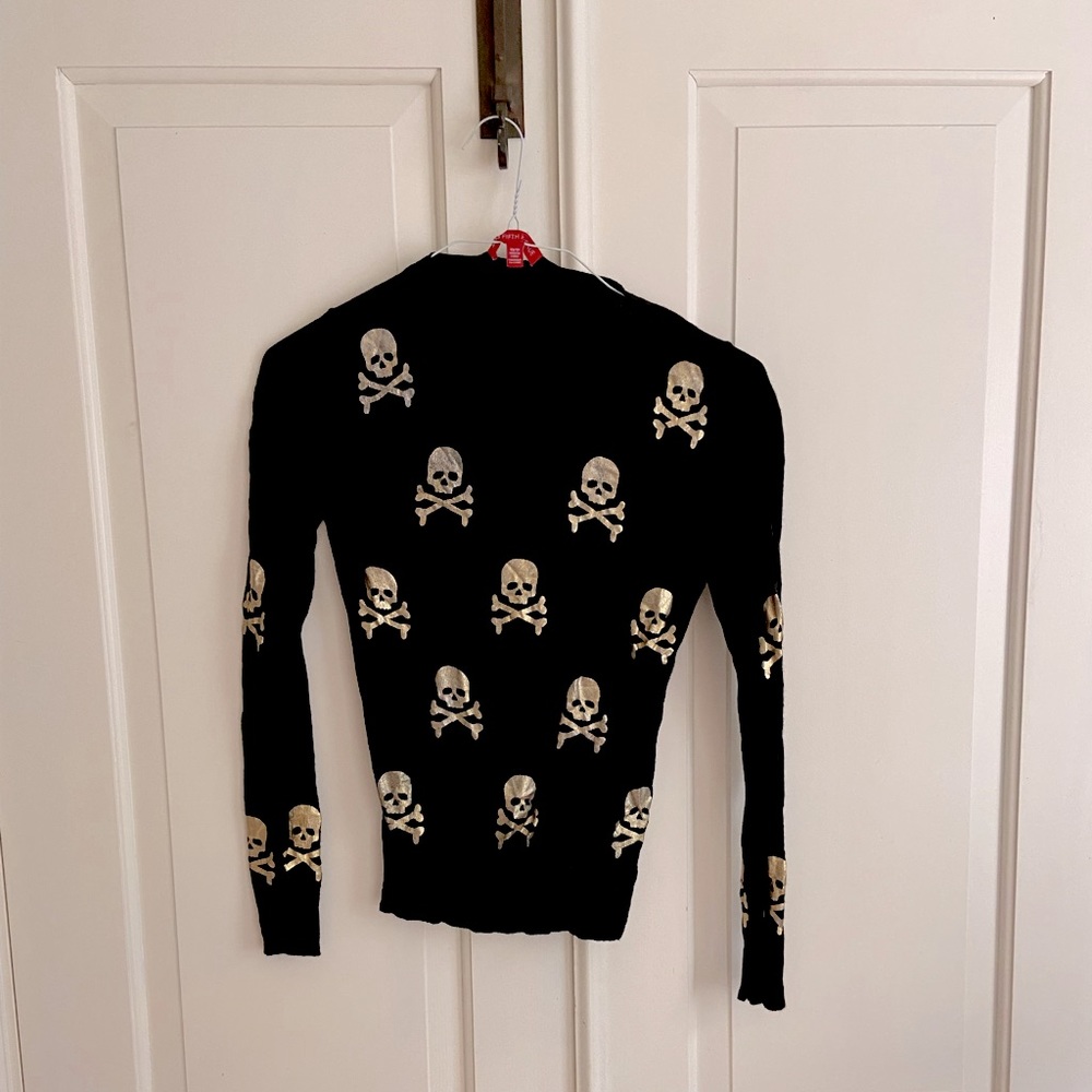 Saks 5th Avenue Skull and Cross-bone Fitted Scoop Neck Sweater
